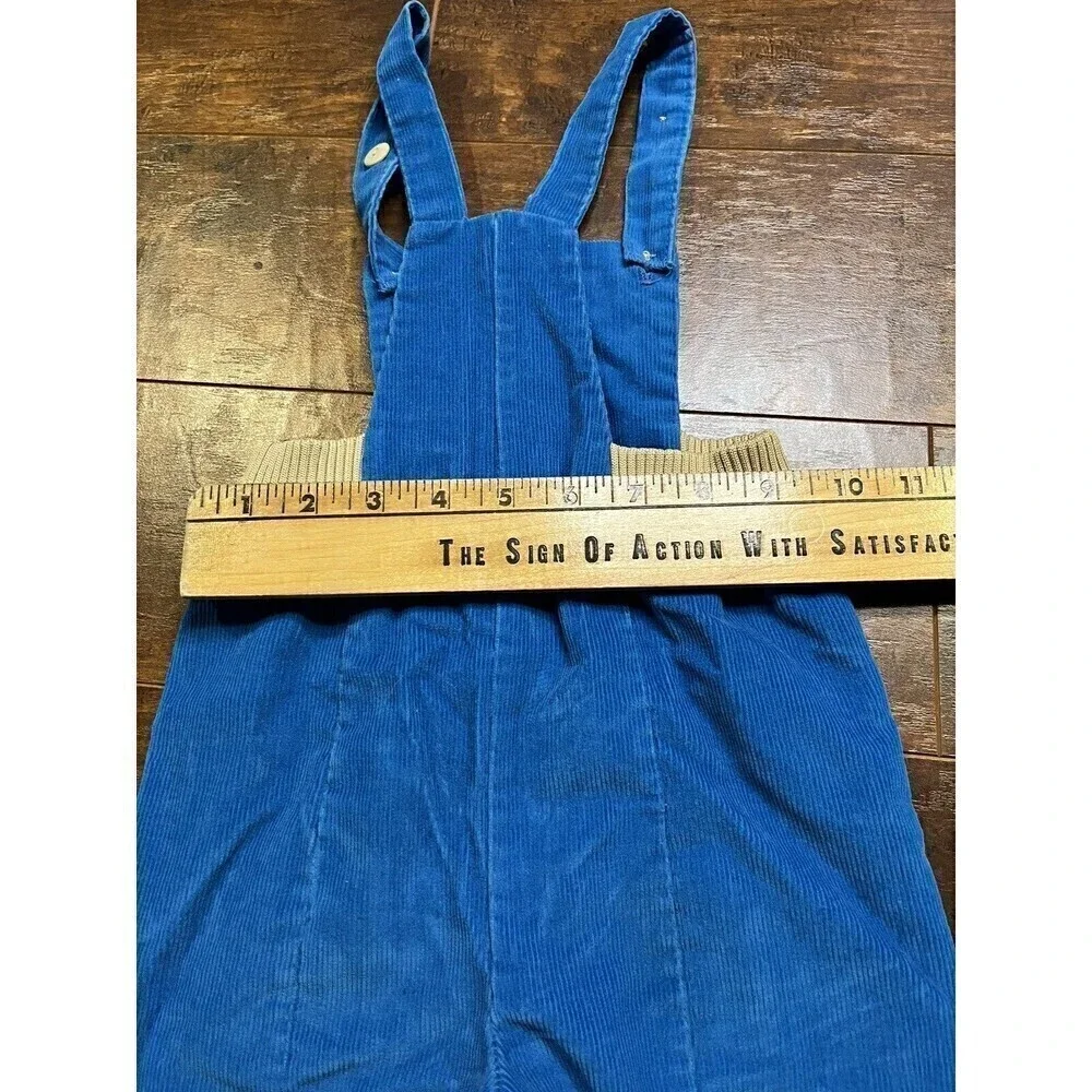 Winnie the Pooh Blue Corduroy Pant Overalls Sleeveless Zipper Front USA 26-31 LB